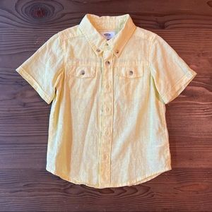 Short-sleeved yellow Old Navy linen boys’ shirt-4T